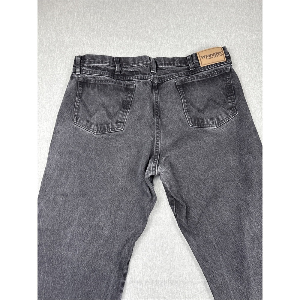 Wrangler Rugged Wear Straight Leg Black Denim Jeans Pants Mens Size 38x30 - Picture 11 of 16